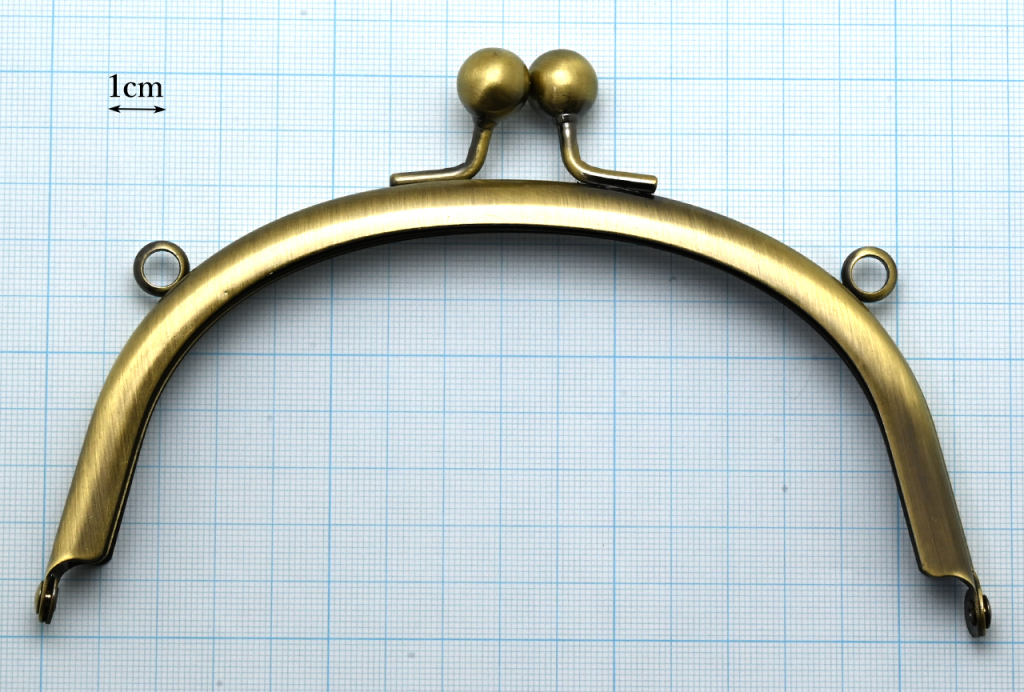 16.5cm アーチ型 がま口口金 差し込み式 アンティークゴールド