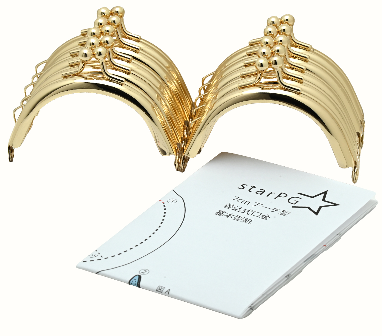 7cm アーチ型 がま口口金 差し込み式 ゴールド