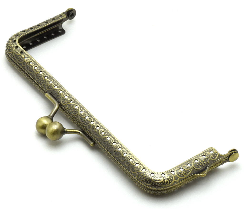 15cm 角型 がま口 口金 型紙付き アンティークゴールド