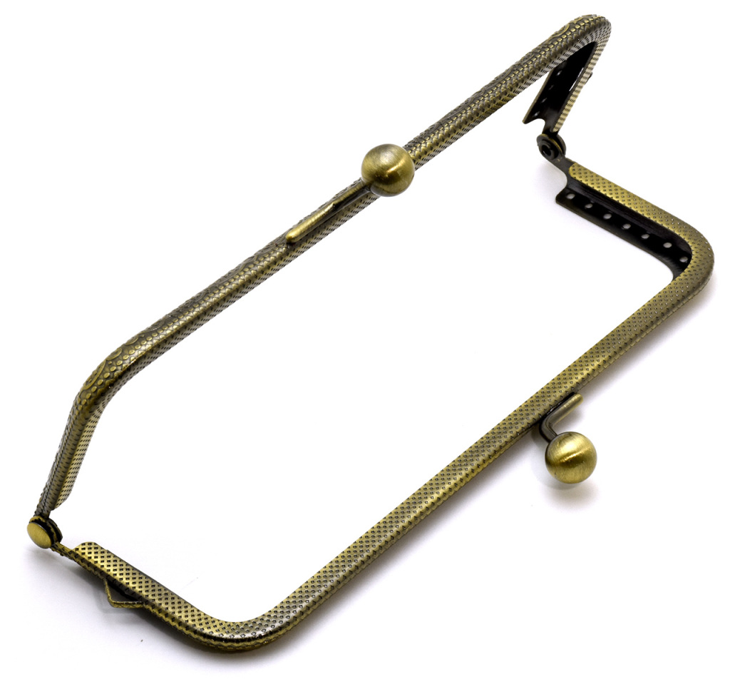 15cm 角型 がま口 口金 型紙付き アンティークゴールド